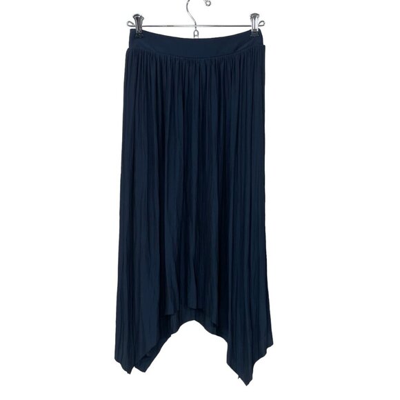 NWT Margaret O'Leary XS Navy Midi Handkerchief Skirt Elastic Waist Lagenlook NEW - Picture 2 of 7